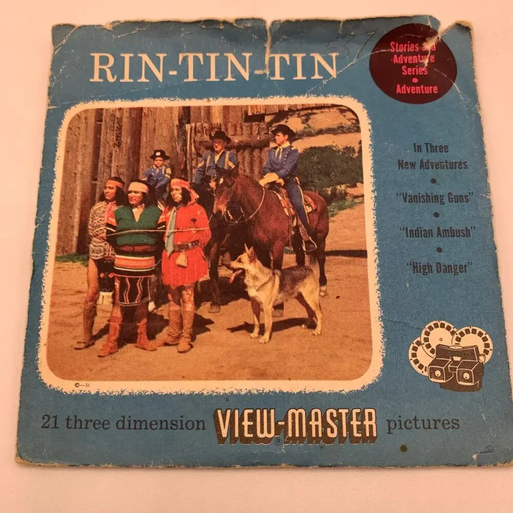 Vintage Sawyer’s View-Master Rin-Tin-Tin Packet B930 3 Reel Set with Sleeves